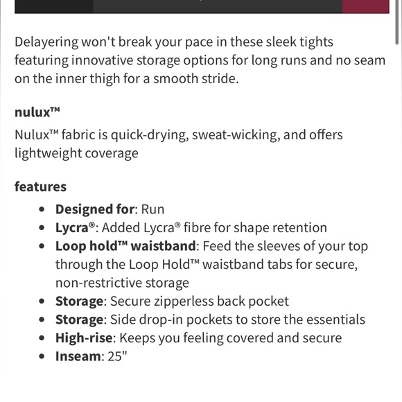 Lululemon NWT Free To Speed Tight Black - Picture 3 of 5